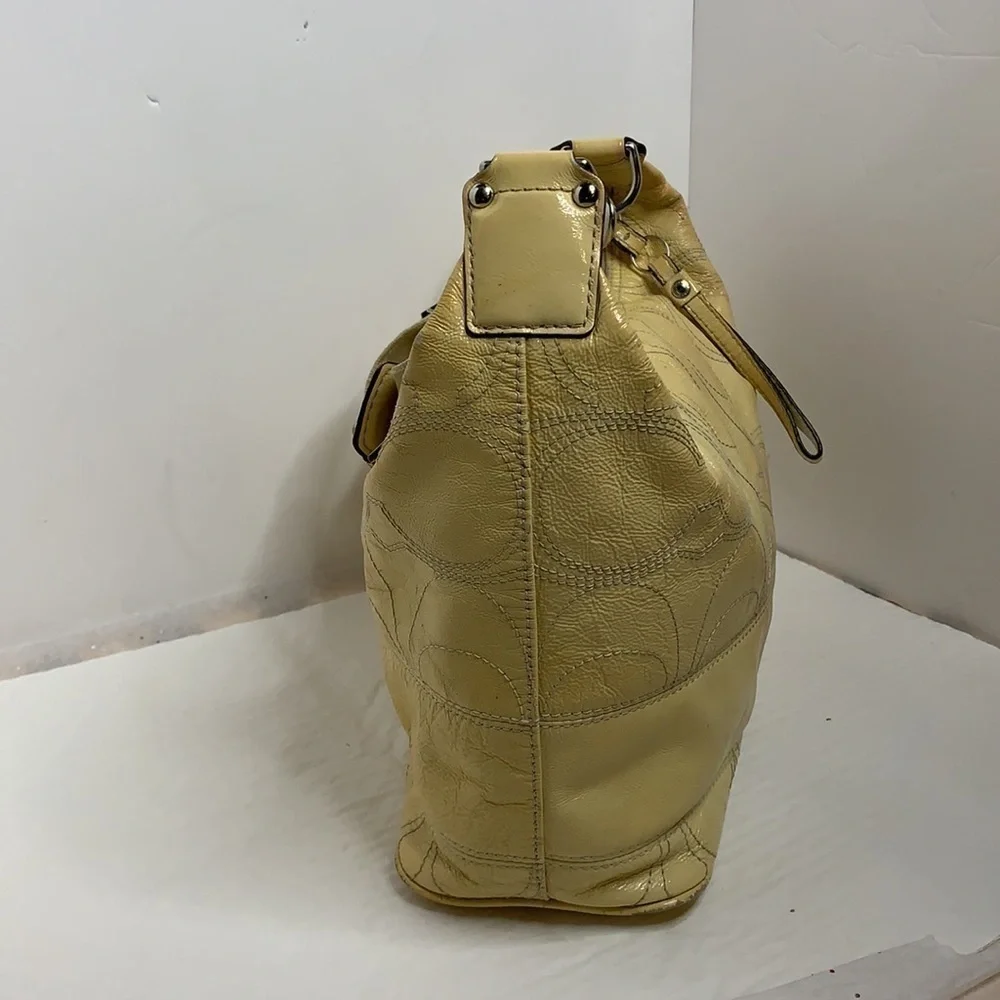 Coach creamy yellow  Patent Leather Hobo #  F17421